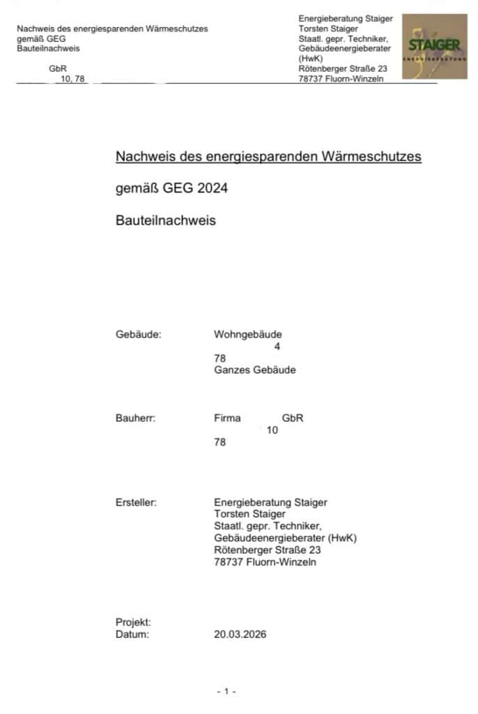 Nachweis des energieeffizienten Wärmeschutzes für GEG 2024.